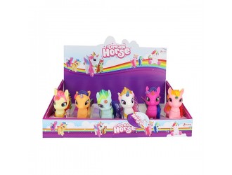 Jucarie ponei Unicorn 13cm cu par lung 6 tipuri diverse culori