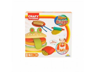 Set pasta de modelat "Super Burger" 12 el. Crafy Dough (4x50gr.)