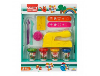 Set pasta de modelat cu unelte si accesorii Crafy Dough 3 tipuri in asortiment (4x50gr.)