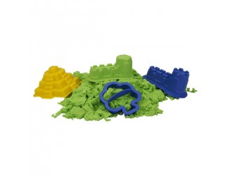 Caldarusa cu nisip kinetic Verde 350g. cu 3 forme incluse Crafy Sand