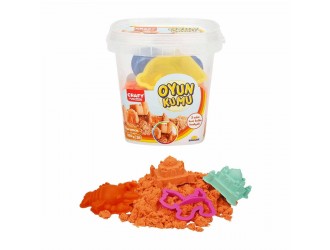 Caldarusa cu nisip kinetic Portocaliu 350g. cu 3 forme incluse Crafy Sand