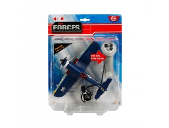 Jucarie Avion albastru cu sunete, lumini si telecomanda cu fir Air Forces