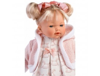 Papusa cu sunete si corp moale Roberta 33cm Llorens (hainuta roz)