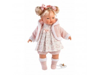 Papusa cu sunete si corp moale Roberta 33cm Llorens (hainuta roz)