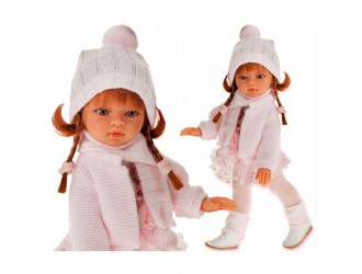 Papusa cu corp moale Emily 33cm roscata cu haine roz Antonio Juan