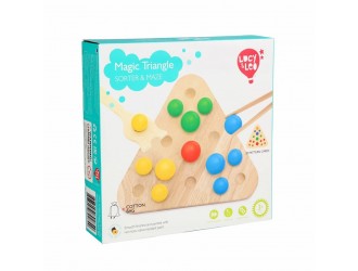 Triunghi magic 2 in 1 - joc din lemn cu sabloane Lucy & Leo