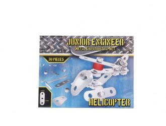 Constructor din metal - 4 modele (elicopter, bulldozer, macara, masina de curse), 30 elemente