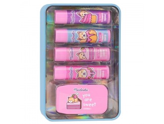 Set 4 balsamuri de buze in cutie metalica Martinelia
