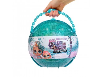 Set cu papusi L.O.L. Surprise! Glitter Color Change - Pearl Surprise (azuriu)