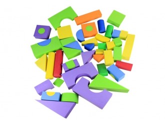 Set blocuri multicolore din spuma diverse forme 48 el.