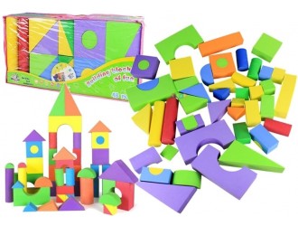Set blocuri multicolore din spuma diverse forme 48 el.