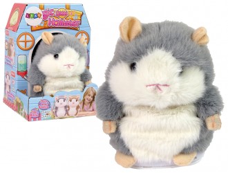 Jucarie interactiva care repeta Hamster gri de plus