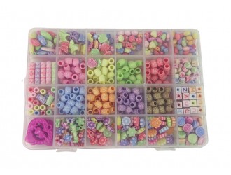Set margele pentru confectionare bijuterii in cutie, 650 elemente