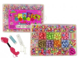 Set margele pentru confectionare bijuterii in cutie, 650 elemente