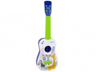 Chitara de jucarie Ukulele albastra cu imagini animale
