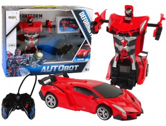 Masina rosie-Robot Transformer cu telecomanda 2in1 cu sunete si lumini, USB