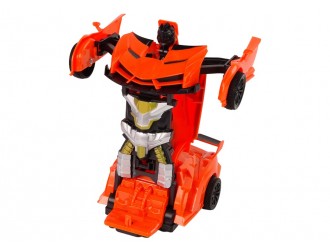 Robot Transformer-Masina oranj cu telecomanda 2in1 cu sunete si lumini, USB