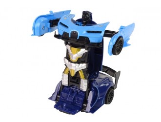 Robot Transformer-Masina albastra cu telecomanda 2in1 cu sunete si lumini, USB