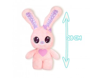 Jucarie de plus Iepuras roz cu urechi mobile 28cm Peekapets