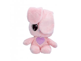 Jucarie de plus Iepuras roz cu urechi mobile 28cm Peekapets