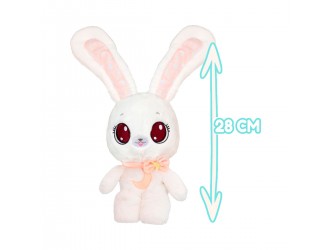 Jucarie de plus Iepuras alb cu urechi mobile 28cm Peekapets