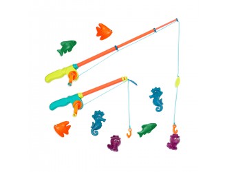 Set de joaca Pescuit Magnetic care isi schimba culoarea cu 2 undite si 8 figurine marine Battat
