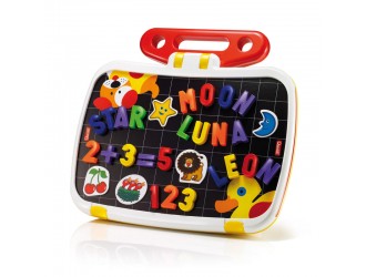Tabla magnetica cu litere, numere si marker 120 el. 2 in 1 Combi ABC+123 Quercetti