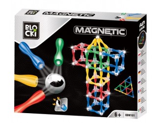 Set de constructie magnetic 124 elemente Blocki