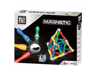 Set de constructie magnetic 63 elemente Blocki