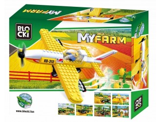 Set de constructie Avionul fermierului Blocki MyFarm Crop duster