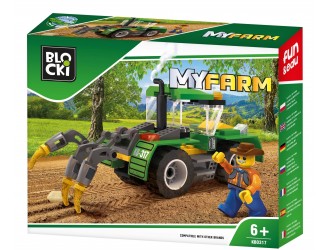 Set de constructie Tractor cu plug 85 el. Blocki MyFarm Tractor plow