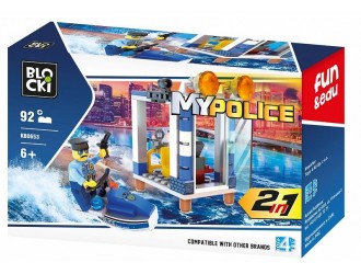 Set de constructie 2in1 Sala de actiune pe apa 92 el. Blocki MyPolice