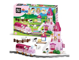 Set blocuri Castelul Printesei Lily Tren si Cale ferata cu sunete si lumini 85 el. Blocki Mubi