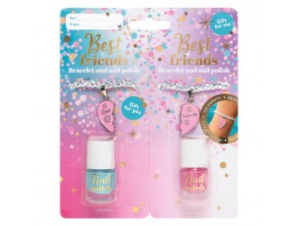 Set BFF cu 2 lacuri de unghii si 2 bratari inima Let`s celebrate