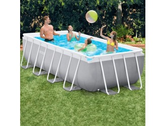 Piscina dreptunghiulara cu cadru metalic Intex Prism Frame, 400 x 200 x 100 cm, pompa filtrare