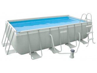 Piscina dreptunghiulara cu cadru metalic Intex Prism Frame, 400 x 200 x 100 cm, pompa filtrare