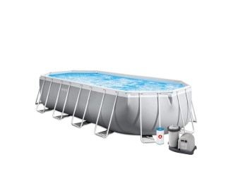 Piscina ovala cu cadru metalic Intex Prism Frame, 610 x 305 x 122 cm, pompa filtrare cu cartus inclusa