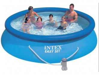 Piscina gonflabila Intex Easy Set, cu pompa de filtrare inclusa, instalare rapida, albastru