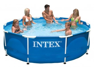 Set Piscina Intex Metal Frame, Cadru Metalic, Diametru 305 cm, Inaltime 76 cm, Capacitate 4485 L, Albastru
