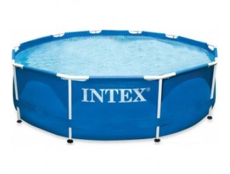 Set Piscina Intex Metal Frame, Cadru Metalic, Diametru 305 cm, Inaltime 76 cm, Capacitate 4485 L, Albastru