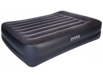 Pat gonflabil dublu Intex Pillow Rest Raised, 203 x 152 x 42 cm, pompa electrica incorporata 220V, tehnologie Fiber-Tech
