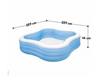 Piscina gonflabila de familie Intex "Val de Plaja", Patrata, 229 x 229 x 56 cm, Capacitate 1250 L, 6 ani+