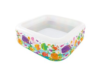Piscina gonflabila patrata Intex "Acvariul Marin", pereti dubli, 159 x 159 x 50 cm, 340 L, 3 ani+