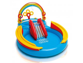 Centru de joaca gonflabil Intex "Curcubeu" cu Tobogan, 2 Piscine si Accesorii incluse, 297 x 193 x 135 cm, max. 81 kg