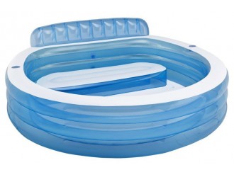 Piscina gonflabila de familie Intex Lounge, cu Spatar si 2 Suporturi pentru pahare, 229 x 218 x 79 cm, 590 L