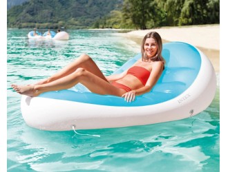 Sezlong gonflabil de inot Intex "Splash", Forma Ergonomica, Suport pentru pahar, 193 x 124 cm, Albastru
