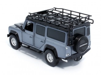 Macheta auto Land Rover Defender 110, 1:32, Stornoway Grey mecanism pull-back, lumini si sunet