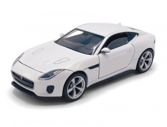 Macheta auto Jaguar F-Type, 1:32, White, directie activa roti fata, suspensii, lumini si sunet