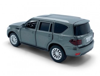 Macheta auto Nissan Patrol Y62, 1:32, Grey mecanism pull-back, lumini si sunet