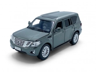 Macheta auto Nissan Patrol Y62, 1:32, Grey mecanism pull-back, lumini si sunet